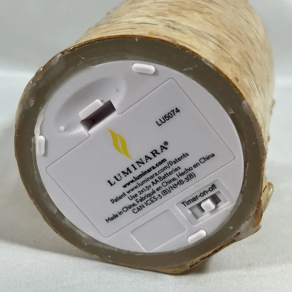 Luminara Real Bark Wrapped Battery Operated Flameless Wax Candle 3x4